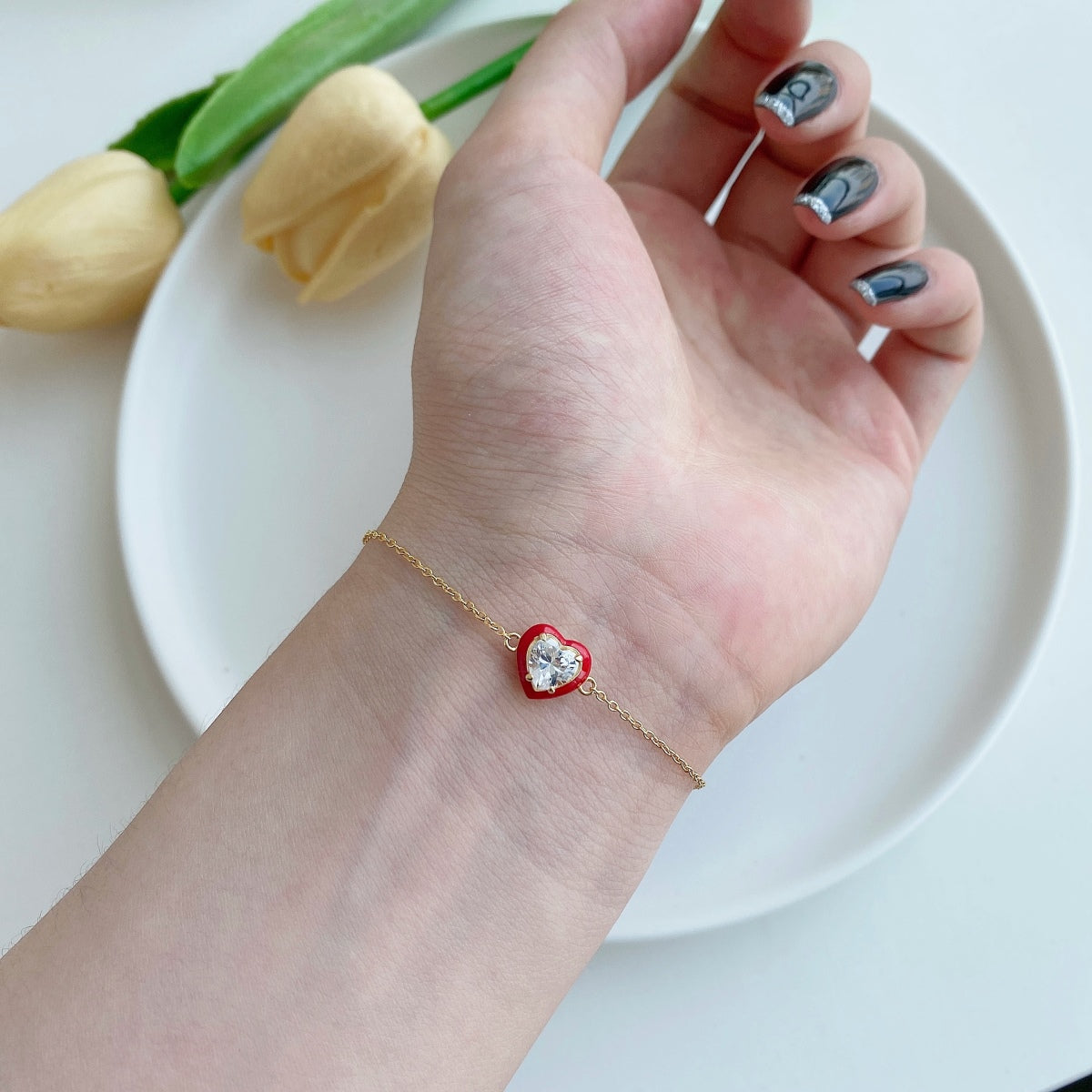 [HOT]キラキラ輝くロマンチックなハート型恋人ブレスレット