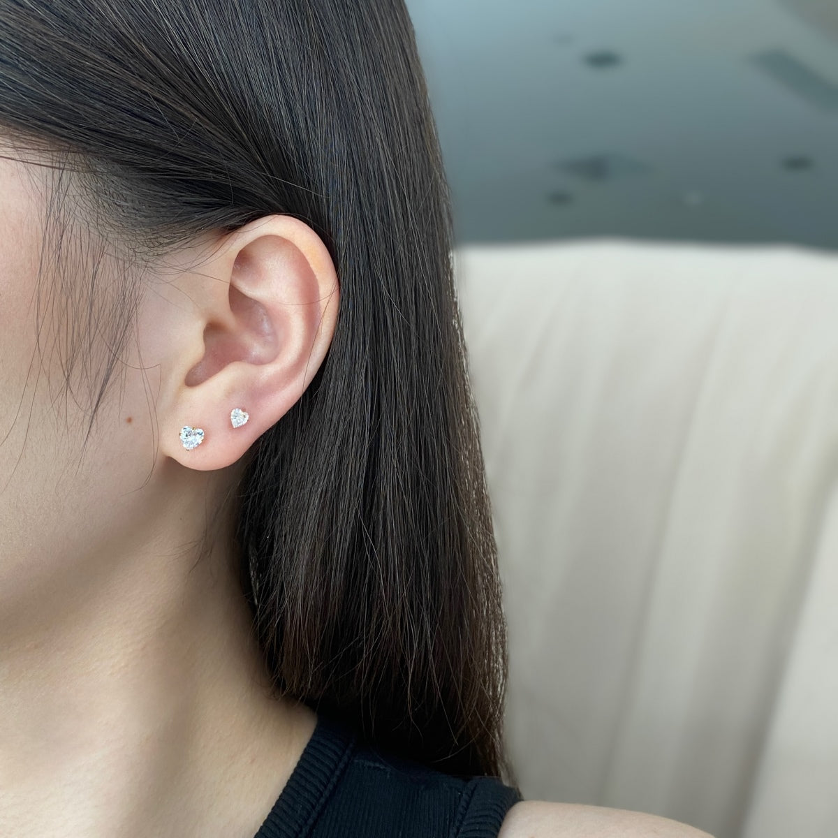 [HOT] Boucles d'oreilles simples en forme de cœur scintillantes