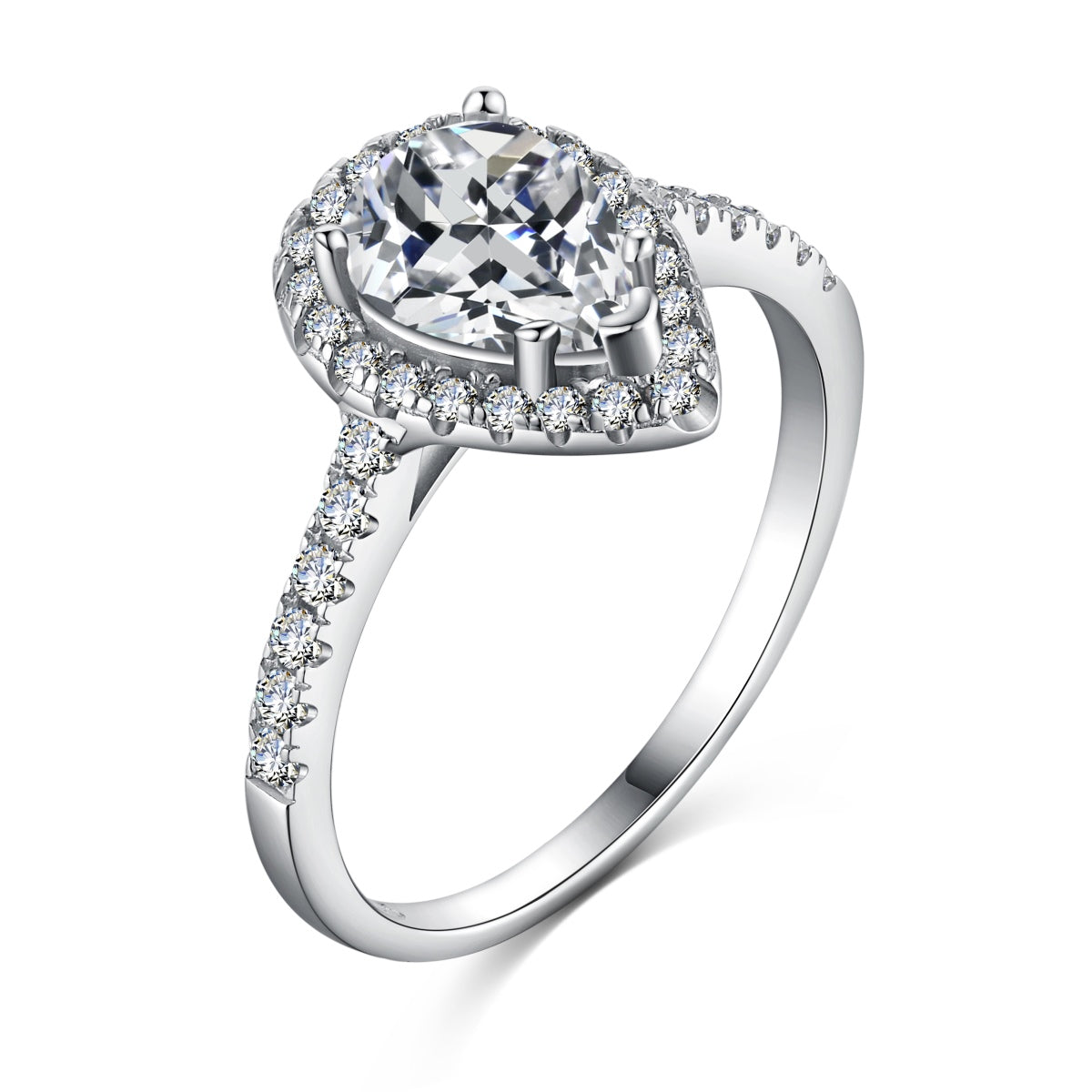 [HOT]1.0カラットの豪華な輝くウォータードロップシェイプの結婚指輪