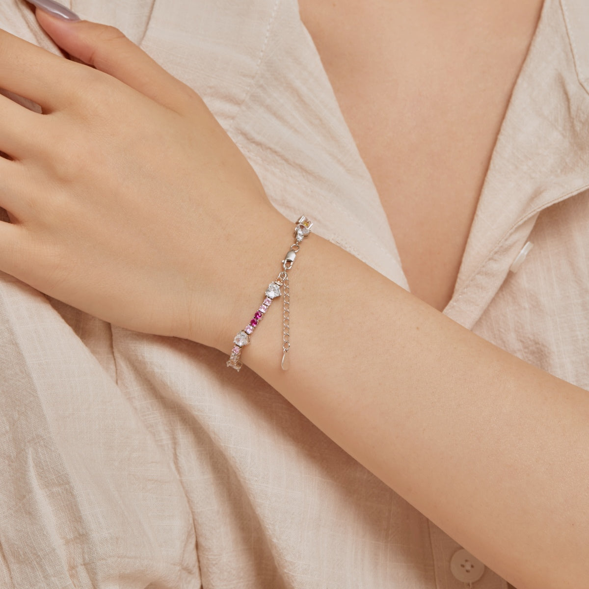 [HOT]Romantic Heart Shape Round Cut Lover Bracelet