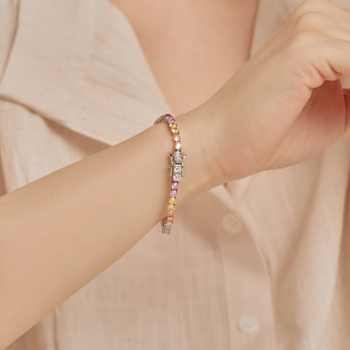[HOT]Radiant Colorful Round Cut Tennis Bracelet