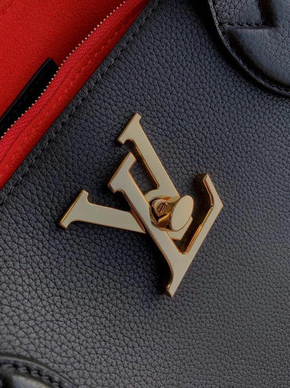 LV LOCKME SHOPPER 42 BLACK GRAINED CALF LEATHER