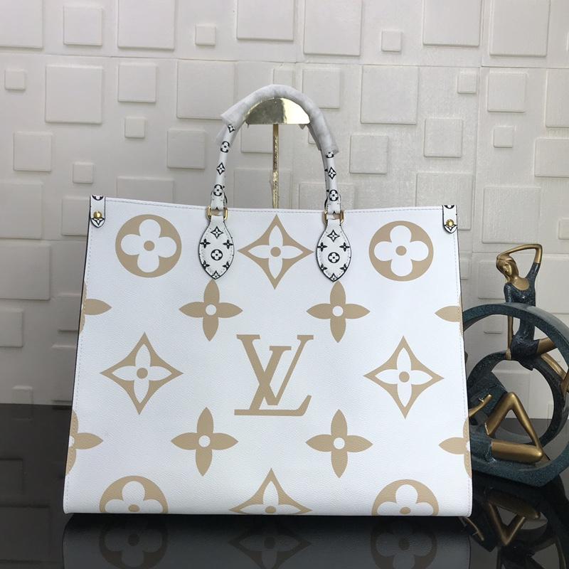 ONTHEGO GM 41 KAKI BLANC BEIGE MONOGRAMME TOILE ENDUITE GÉANTE