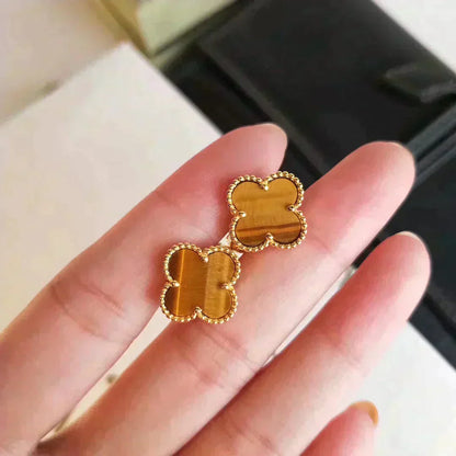 CLOVER MEDIUM 1 MOTIFS TIGER EYE EARRINGS