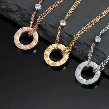 LOVE NECKLACE 16MM 2 DIAMONDS