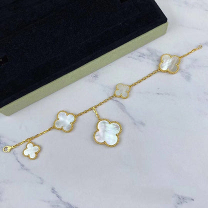 MAGIC CLOVER MOP GOLD BRACELET 5 MOTIFS