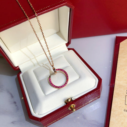JUSTE NECKLACE PINK GOLD RED DIAMONDS