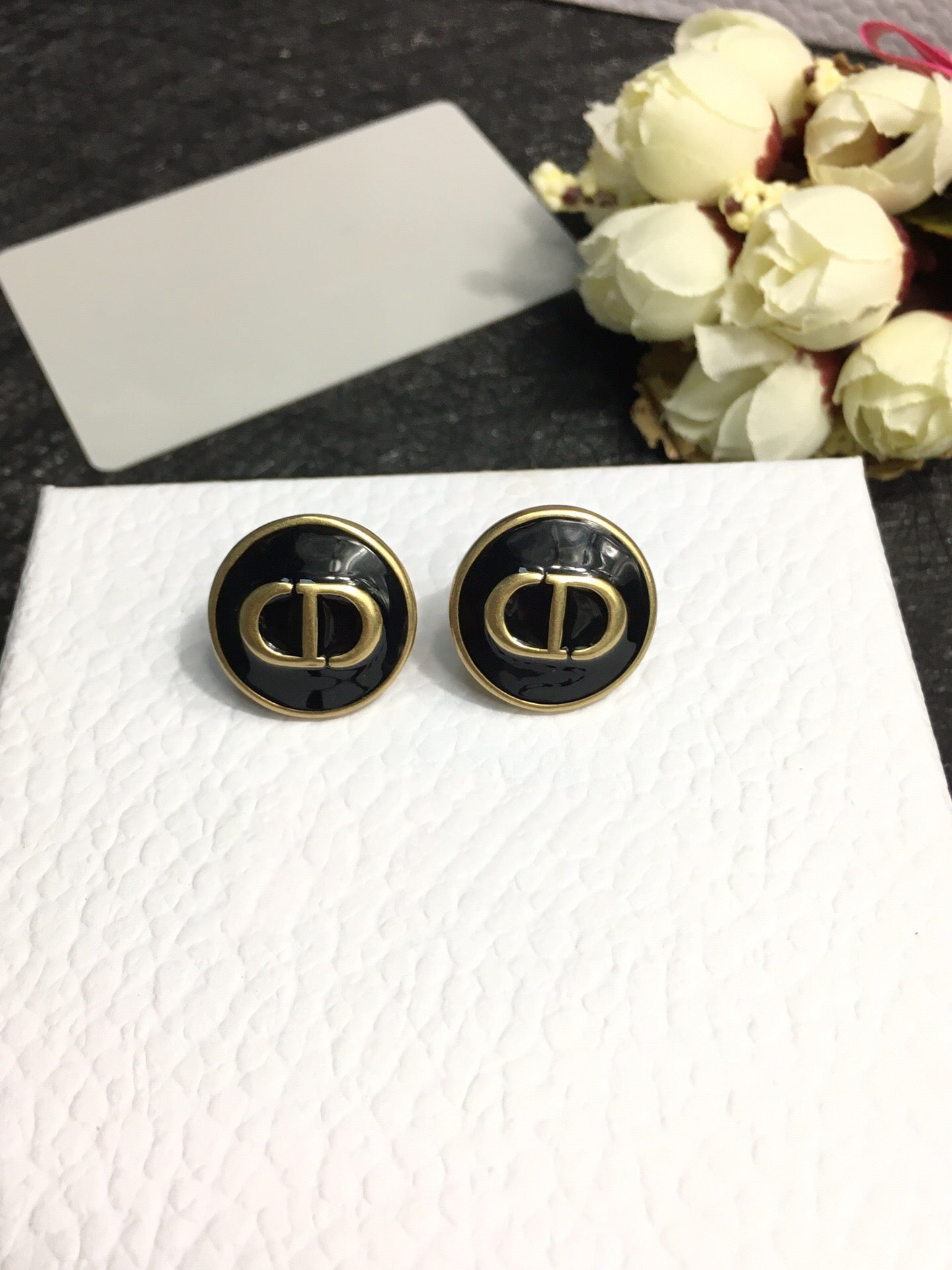 Boucles d'oreilles CD en onyx