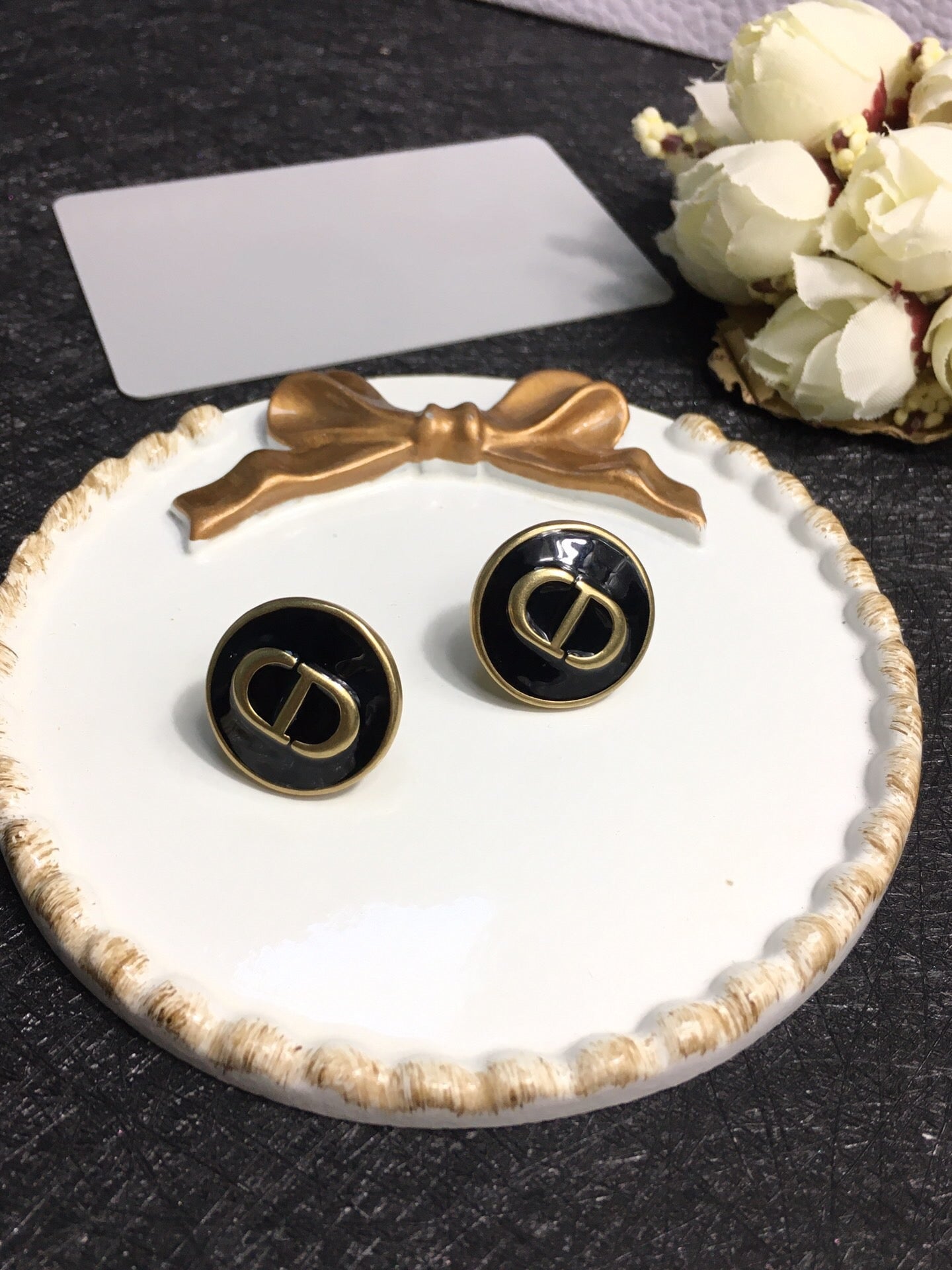 Boucles d'oreilles CD en onyx