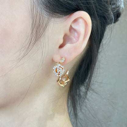 BOUCLES D'OREILLES ROSE BAGATELLE DIAMANT
