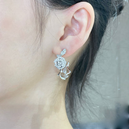 BOUCLES D'OREILLES ROSE BAGATELLE DIAMANT