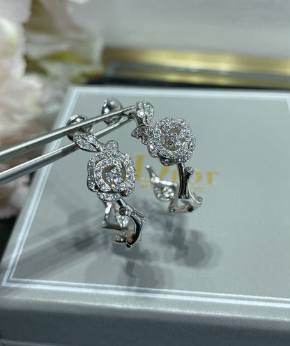 BOUCLES D'OREILLES ROSE BAGATELLE DIAMANT
