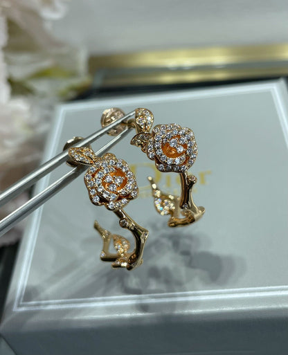 BOUCLES D'OREILLES ROSE BAGATELLE DIAMANT