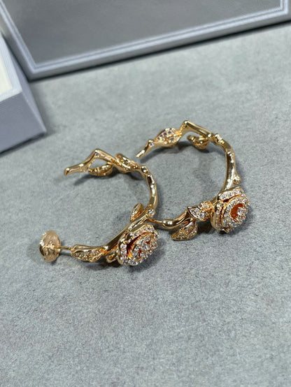 BOUCLES D'OREILLES ROSE BAGATELLE DIAMANT