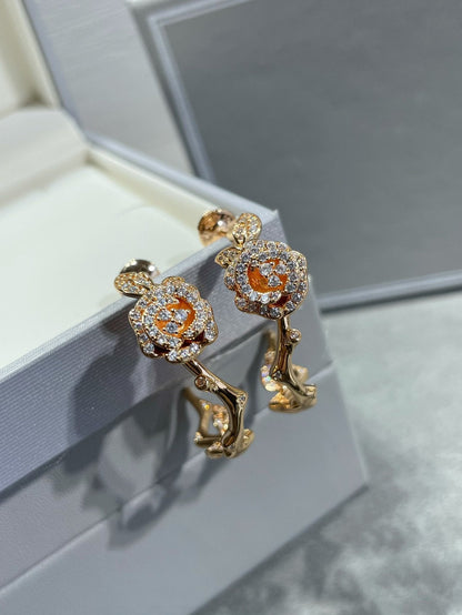 BOUCLES D'OREILLES ROSE BAGATELLE DIAMANT