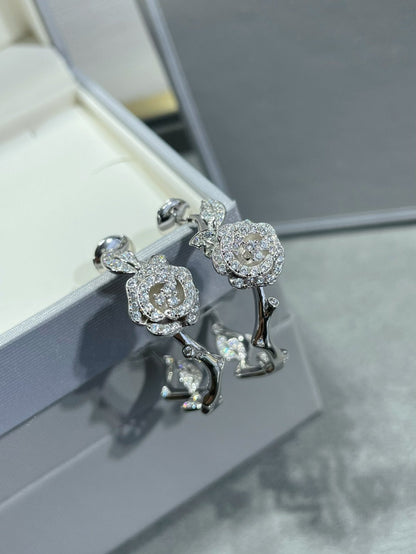 BOUCLES D'OREILLES ROSE BAGATELLE DIAMANT