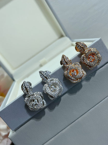 BOUCLES D'OREILLES MOYENNES ROSE BAGATELLE DIAMANT