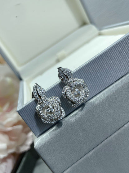 BOUCLES D'OREILLES MOYENNES ROSE BAGATELLE DIAMANT