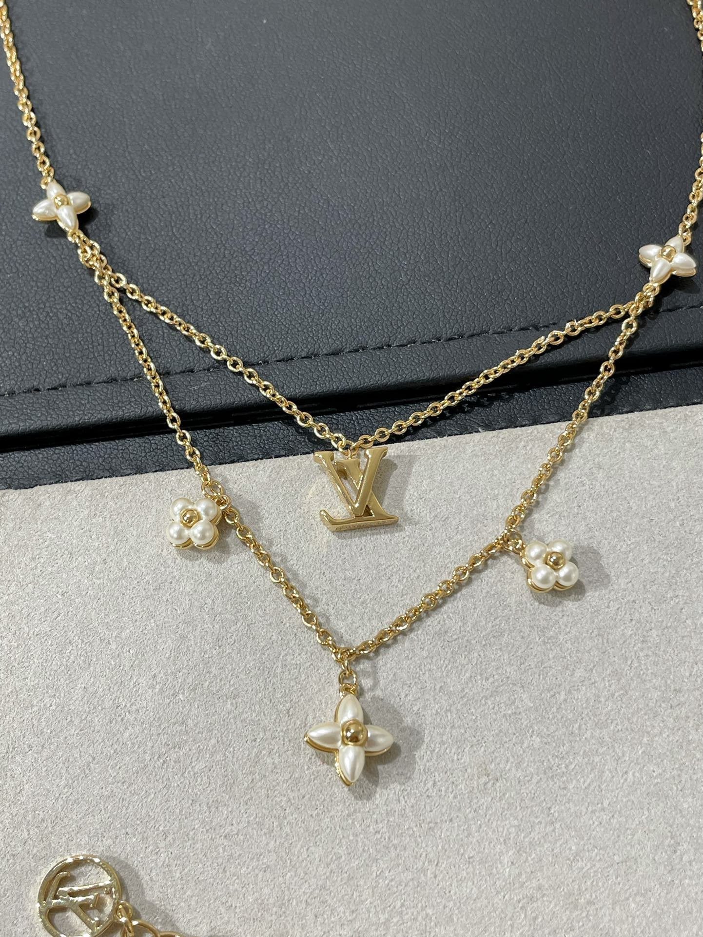 FLOWERGRAM GOLD MOP DOUBLE ROW NECKLACE