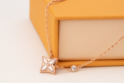 STAR PINK MOP 1 DIAMOND PINK GOLD NECKLACE