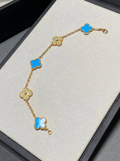 CLOVER 5 MOTIF BLUE AGATE BRACELET COLLECTION