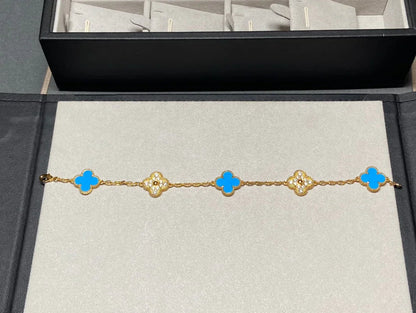 CLOVER 5 MOTIF BLUE AGATE BRACELET COLLECTION