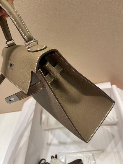 HM KELLY 28CM ÉTOUFFÉ CUIR EPSOM QUINCAILLERIE ARGENTÉE