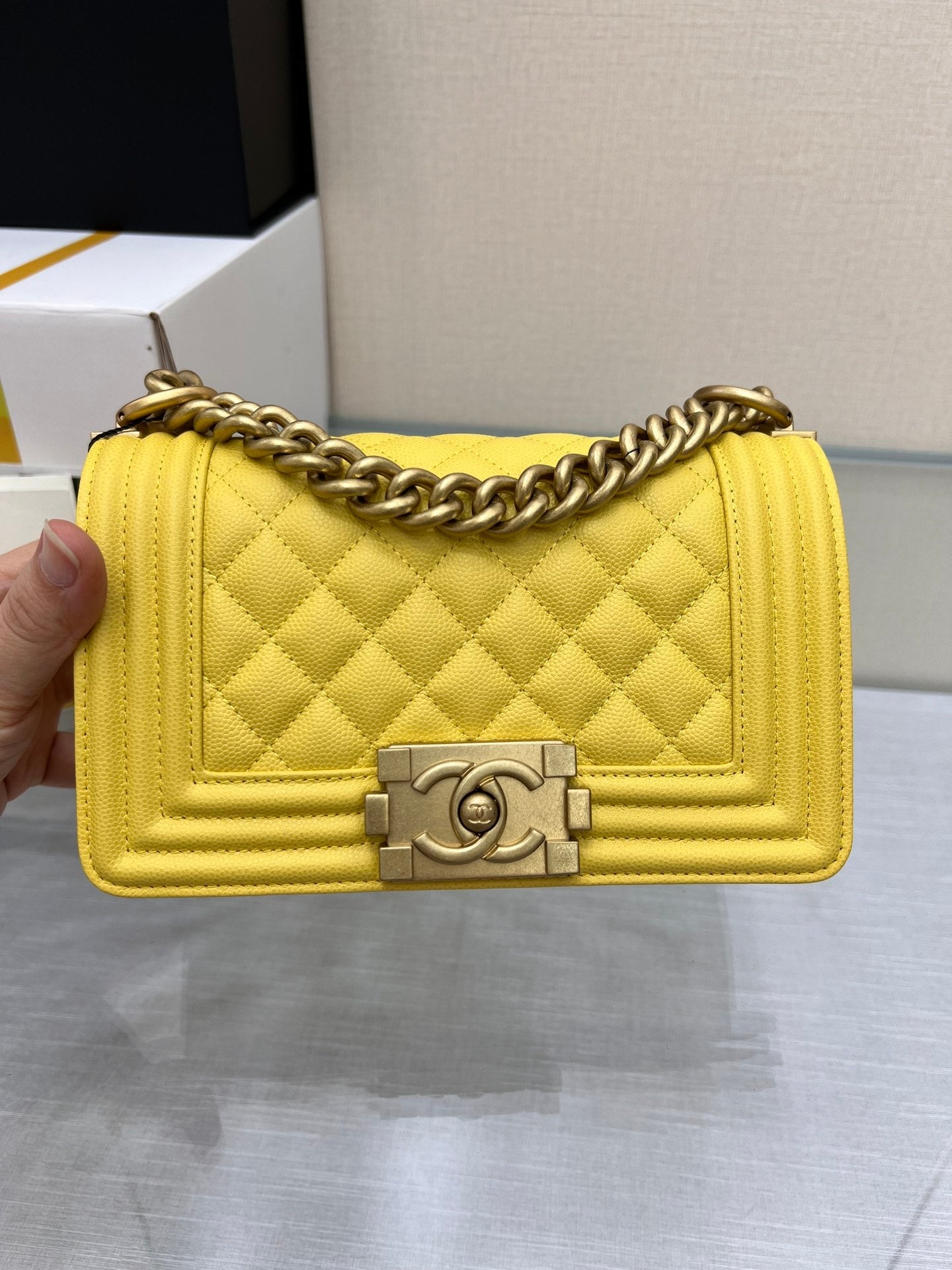 ボーイズバッグ スモール 20 イエローキャビア ゴールド金具