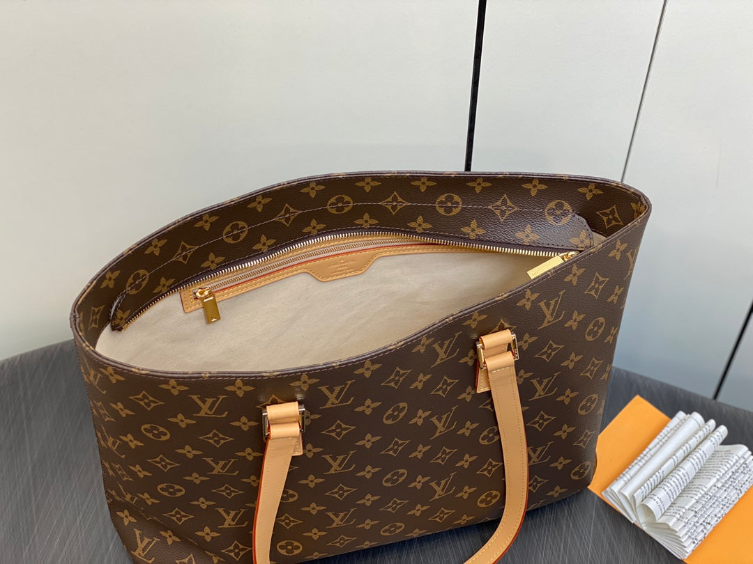 ルコ ショルダートートバッグ 40 モノグラムレザー ブラウン