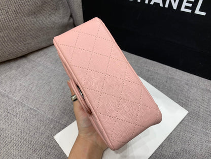 MINI SQUARE FLAP BAG 17CM PINK CAVIAR SILVER HARDWARE