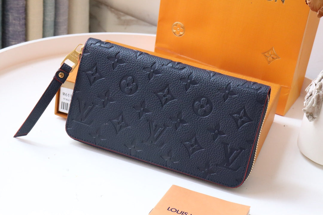 LV ジッピーウォレット 長財布 ブルー レッド アンプラント レザー