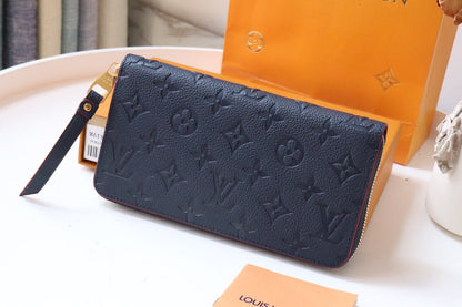 LV ジッピーウォレット 長財布 ブルー レッド アンプラント レザー