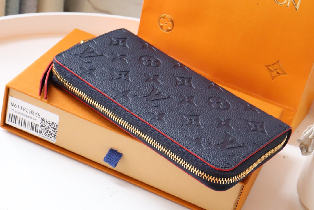 LV ジッピーウォレット 長財布 ブルー レッド アンプラント レザー
