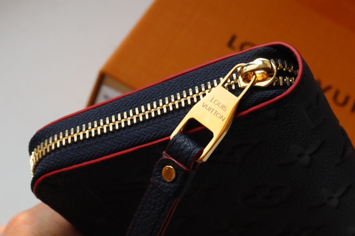 LV ジッピーウォレット 長財布 ブルー レッド アンプラント レザー