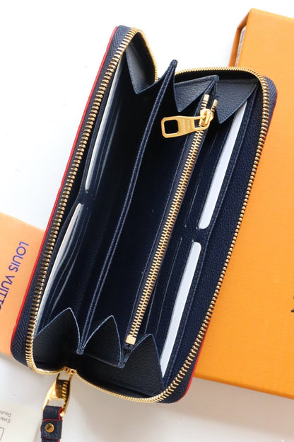 LV ジッピーウォレット 長財布 ブルー レッド アンプラント レザー