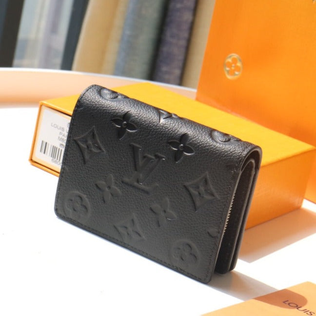 クレア ウォレット 12cm ブラック モノグラム アンプラント レザー