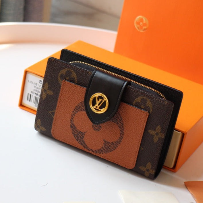 PORTEFEUILLE JULIETTE 13,5 EN TOILE MONOGRAMME MARRON ORANGE