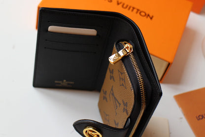 PORTEFEUILLE JULIETTE 13,5 EN TOILE MONOGRAMME MARRON ORANGE