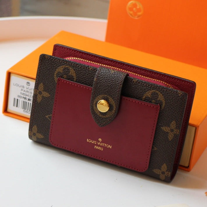 PORTEFEUILLE JULIETTE 13,5 EN TOILE MONOGRAMME MARRON ROUGE