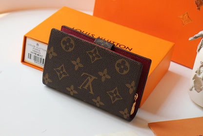 PORTEFEUILLE JULIETTE 13,5 EN TOILE MONOGRAMME MARRON ROUGE