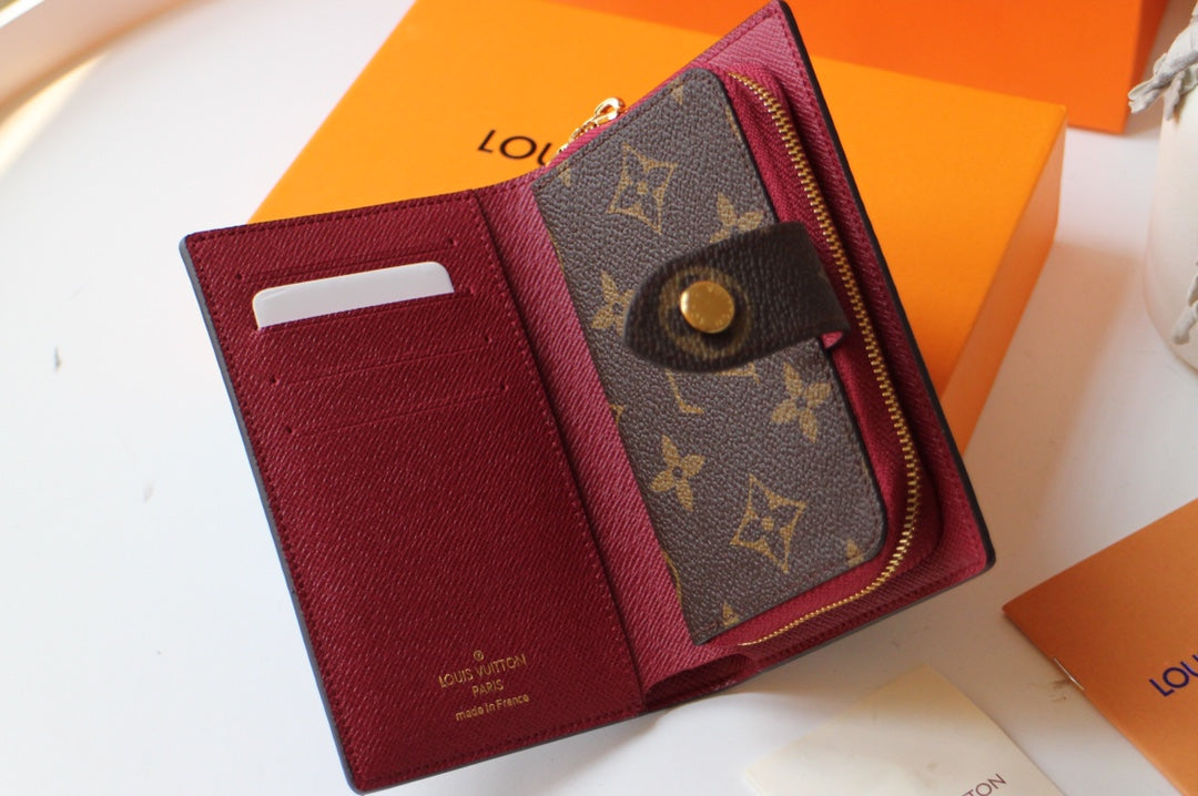 PORTEFEUILLE JULIETTE 13,5 EN TOILE MONOGRAMME MARRON ROUGE