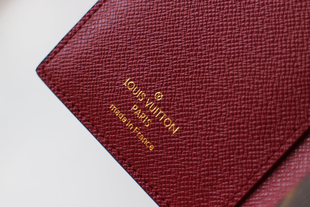 PORTEFEUILLE JULIETTE 13,5 EN TOILE MONOGRAMME MARRON ROUGE