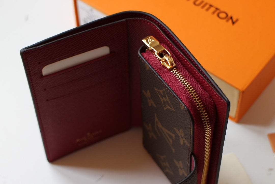 PORTEFEUILLE JULIETTE 13,5 EN TOILE MONOGRAMME MARRON ROUGE