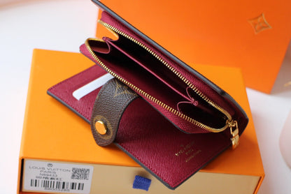 PORTEFEUILLE JULIETTE 13,5 EN TOILE MONOGRAMME MARRON ROUGE