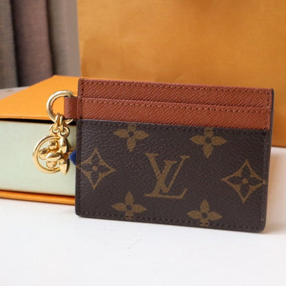 PORTE-CARTES CHARM EN TOILE MONOGRAMME MARRON