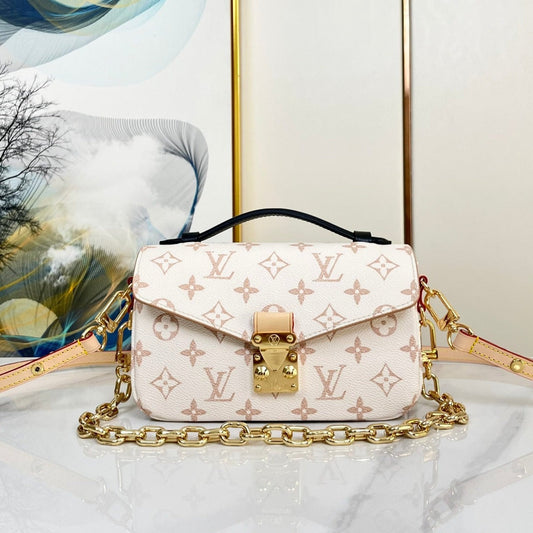 POCHETTE METIS 21.5 BLANC MARRON TOILE MONOGRAMME 