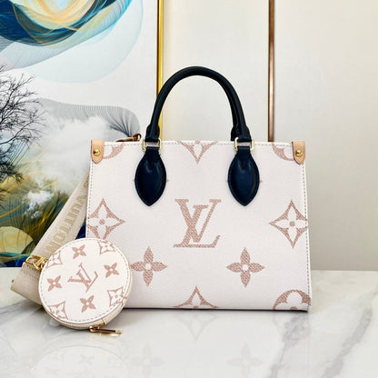 ONTHEGO 25 TOILE MONOGRAMME BLANC MARRON 