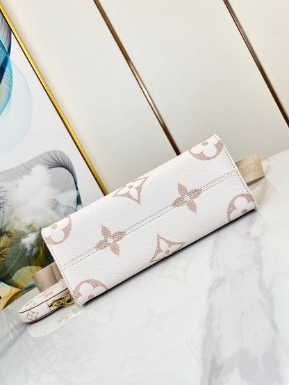 ONTHEGO 25 TOILE MONOGRAMME BLANC MARRON 