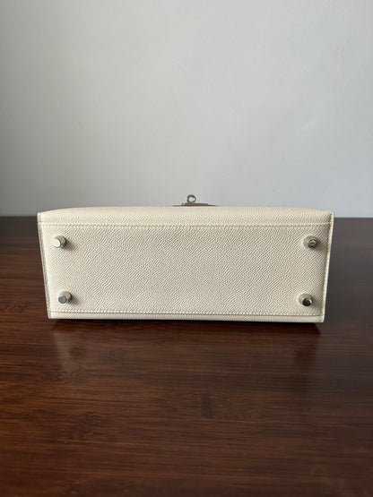 HM ケリー 25cm ホワイト エプソム シルバー金具