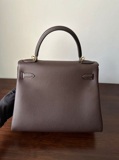 HM ケリー 28cm チョコレート トーゴ ゴールド金具